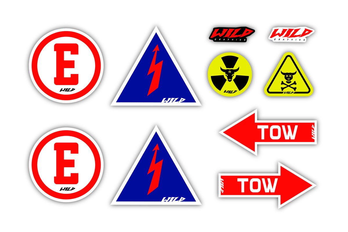 RACE CAR FIA SAFETY STICKERS "TOW HOOK / EXTINGHISHER / MASTER SWITCH"